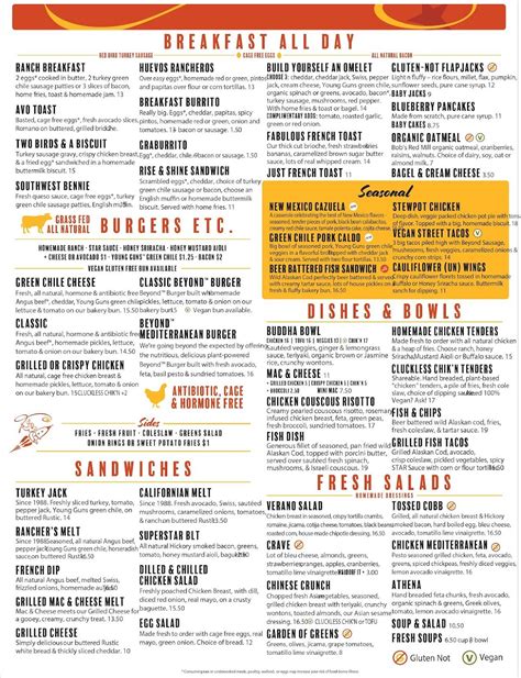 Menu at Flying Star Cafe, Albuquerque, Juan Tabo Blvd NE