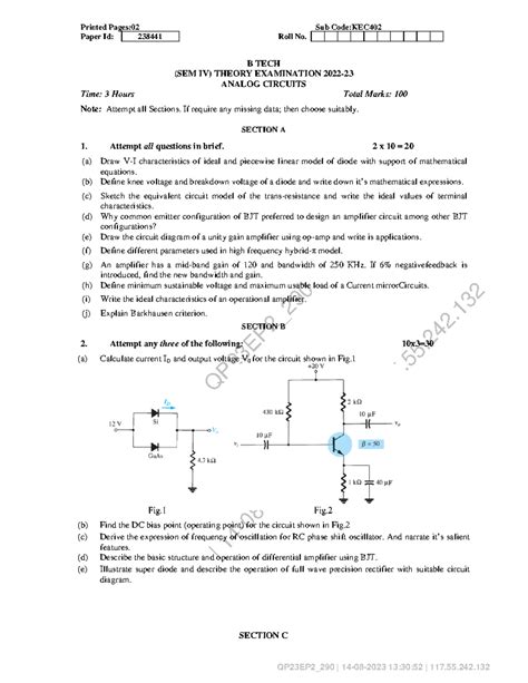 BTech EC IV Sem Analog Circuits KEC402 Theory Exam Notes 2023 - Studocu