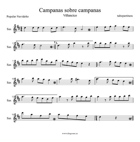tubescore: Campana sobre Campana Sheet Music for Alto Saxophone Spanish ...