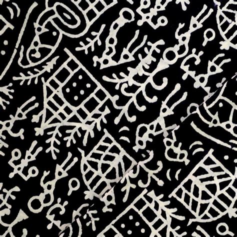Pure Cotton Black And White Warli Design Hand Block Print Fabric ...