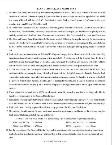 IBEW Local 1205 | EDBF & Sick and Needy Fund Sign Up information and bylaws