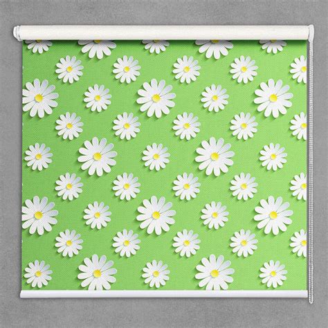 Garden Whispers White Floral & Light Green Roller Blinds - Magicdecor®