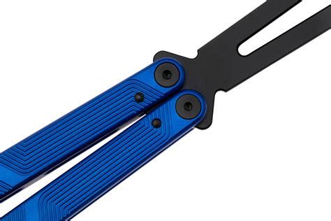 Flytanium Zenith Balisong Trainer 1261SBK Black, Static Blue Aluminum ...