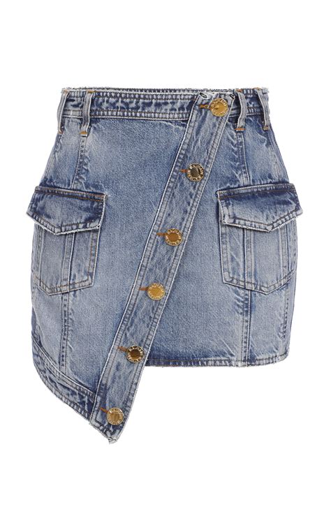 Balmain Asymmetric Denim Wrap Skirt | Skirt outfits summer, Skirt ...