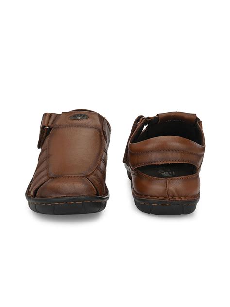 HITZ9603 Men's Tan Leather Casual Velcro Sandals – Hitz Shoes Online