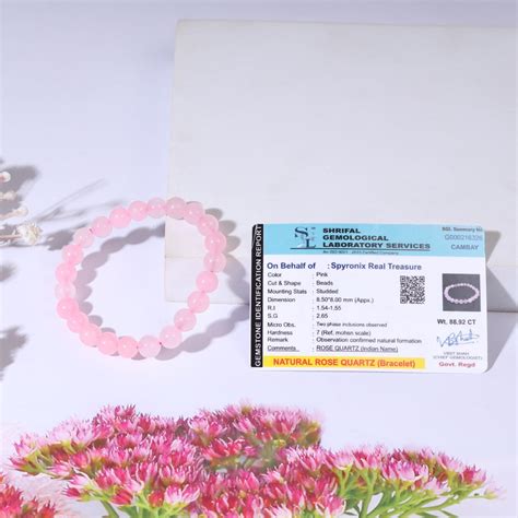 Certified Rose Quartz Natural Stone Bracelet 8mm – Spyronix