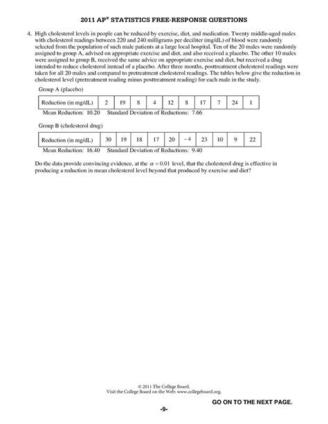 2011 AP FRQ - 2011 AP Statistics Homework Notes - 2011 AP® STATISTICS ...