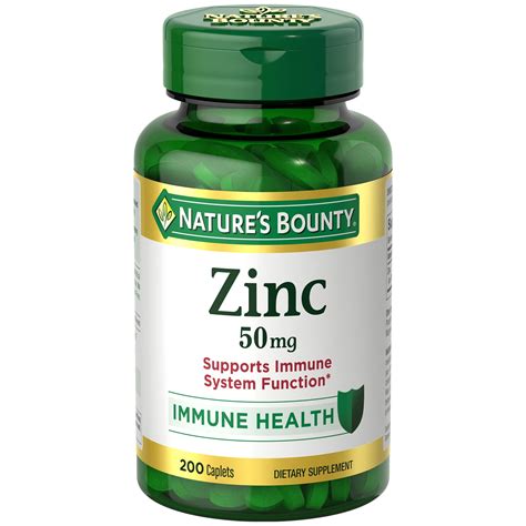 Nature's Bounty Zinc 50 mg, Supports Immune System Caplets, 200 Ct ...