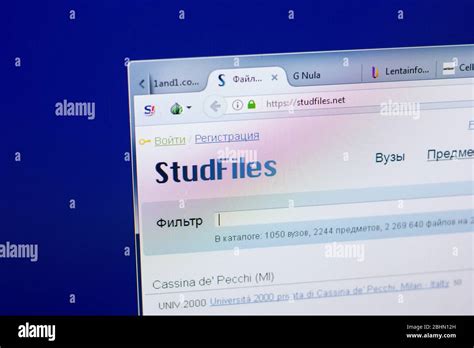 Ryazan, Russia - May 08, 2018: StudFiles website on the display of PC ...