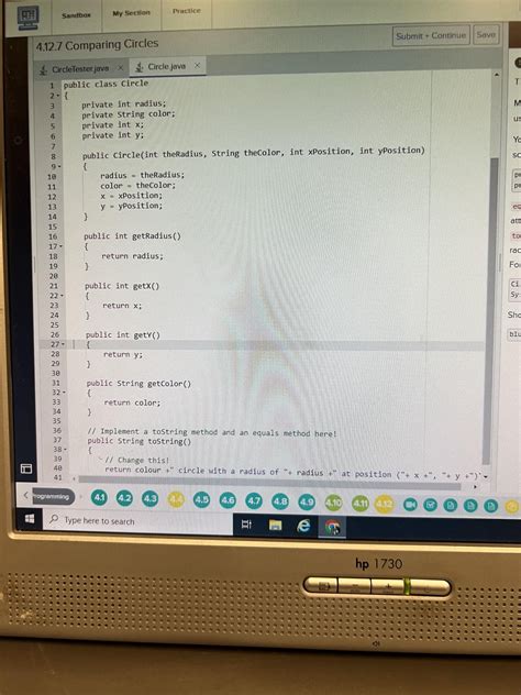Help with 4.12.7 comparing circles : r/codehs