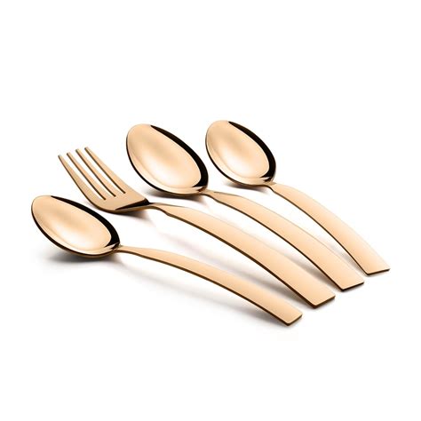 FnS Allie Stainless Steel Rose Gold 24 pcs Cutlery Set(6 Dinner Spoon ...