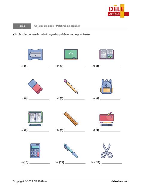 Objetos de clase - Palabras en español | Vocabulario