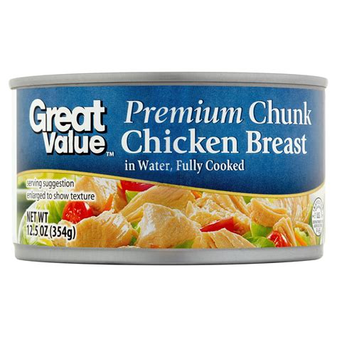 Great Value Premium Chunk Chicken Breast, in Water, 12.5 oz Can ...