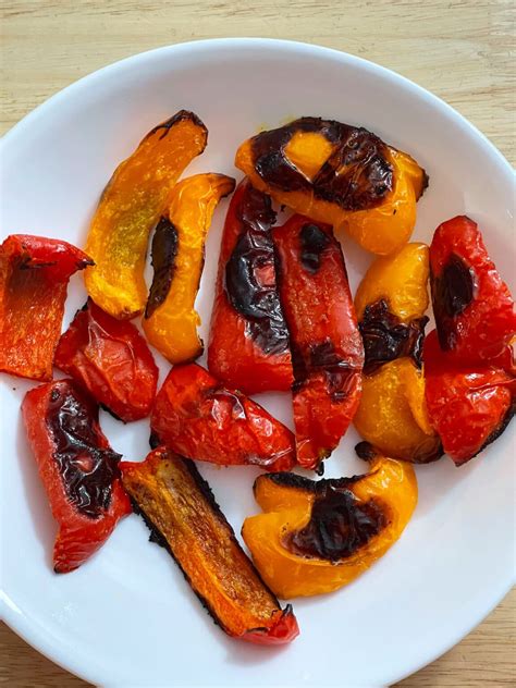 Oven Roasted Bell Pepper Slices - Strips Of Red, Orange Peppers