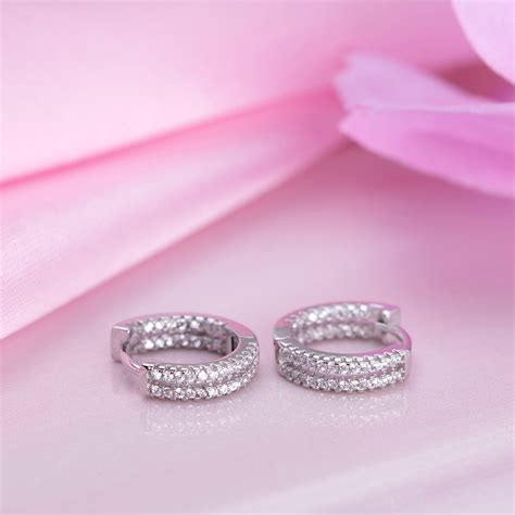 Dual Line Glamour Rhodium Plated 925 Sterling Silver Hoop Earrings – Zavya