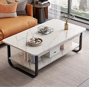 FURNIFOX Rectangular Modern Coffee Tables MDF Top Marble Pattern Coffee ...