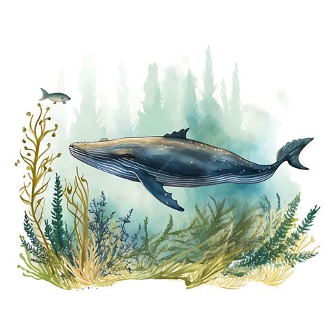 Premium AI Image | Watercolor Humpback Whale Wild Animal Surrounded by ...