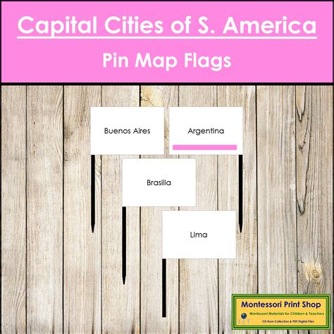 Capital Cities of South America Map Labels - Pin Map Flags (color-coded) | Made By Teachers