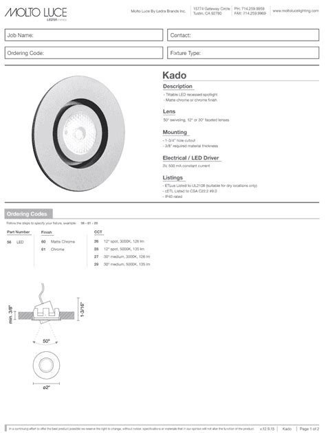 Fillable Online Kado Description Lens Mounting Electrical / LED Driver ...
