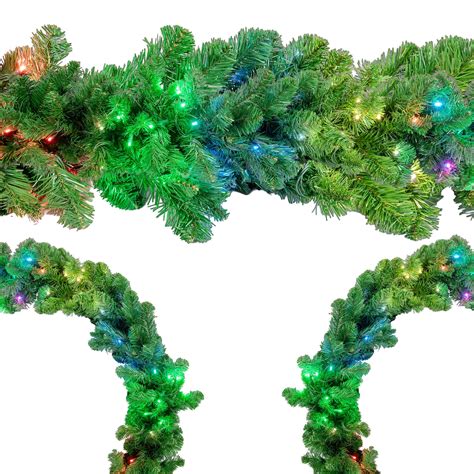 9' Lighted RGB+WW (Color Changing) Deluxe Colorado Pine Garland ...