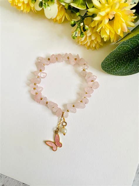 Pink Butterfly Stone Bead Bracelet Bhabhi Rakhi – Madhurya Rakhi