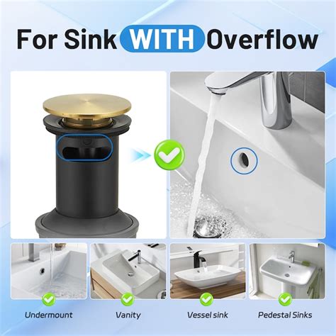 BWE A-9PP-1-GOLD Brushed Gold Bathroom Sink Pop Up Drain A-9PP-1-GOLD ...