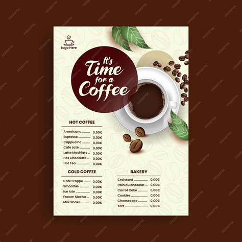 Premium Vector | Coffee price menu and food drink menu list print ...