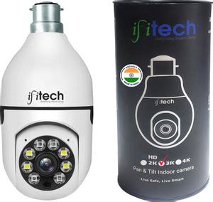 IFITech 3MP HD Bulb Type PTZ Indoor HD CCTV Wireless Camera | Security ...