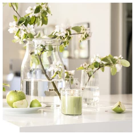 LÖVSKOGSLUND scented candle in glass, Apple/light green, 40 hr - IKEA
