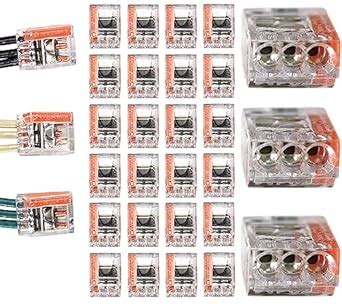 Harrier Hardware Push-in Electrical Connector, 22-12 AWG Solid, 3-Port ...