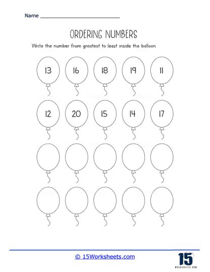 Image result for Ordering Whole Number Worksheet Printable