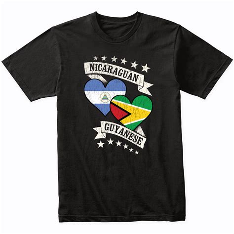 Nicaraguan Guyanese Heart Flags Nicaragua Guyana T-Shirt – Really ...