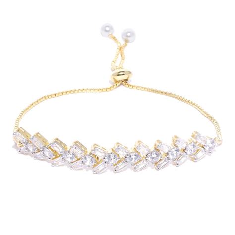 Buy Priyaasi Gold Plated Ad Studded Adjustable Bracelet Online