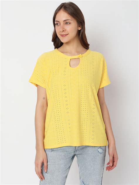 Yellow Schiffli Detail Top
