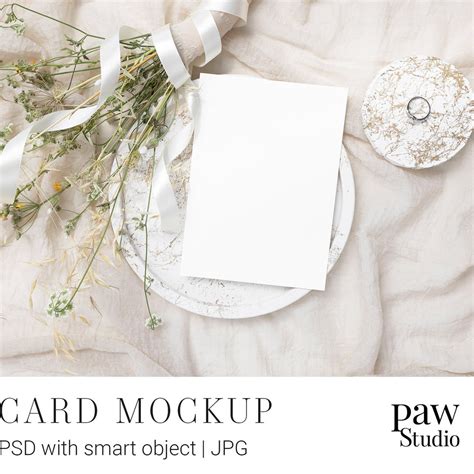 5x7 Card Mockup, Minimal Wedding, Styled Card Mockup, Smart Object ...