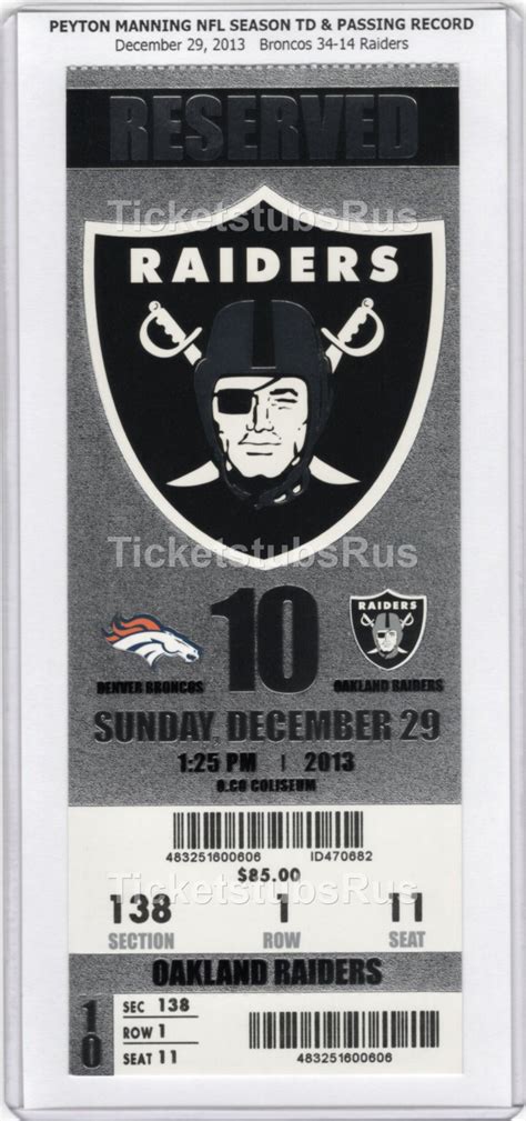 Peyton Manning NFL PASSING & TD RECORD 2013 Raiders Broncos 12/29 Full ...