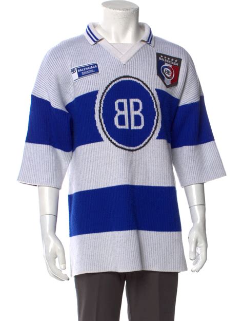 Balenciaga 2018 Knit Soccer Jersey Polo Sweater - Blue Sweaters ...