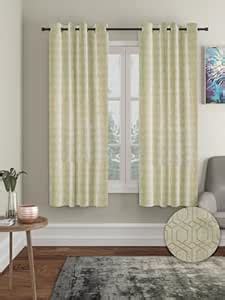 Buy Cortina Striped Light-Filtering Polyester Curtains 5 feet Long Set ...