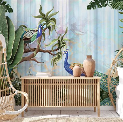 Peacock Plume Tapestry Wallpaper – Myindianthings