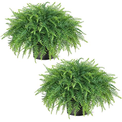 Juxdp 21" Artificial Ferns Plants Topiary - 2 Set for Front Porch ...