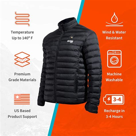 Buy Wolf Men's Puffer Heated Jacket - 9 Hours of Heat | Battery and ...