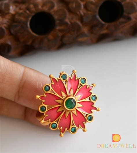 Matte finish red adjustable enamel finger ring dj-37157 – dreamjwell