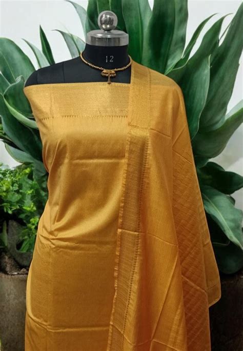 Mangalgiri Zari Border 3pc Cotton Silk Salwar Suit - Leheriya.com