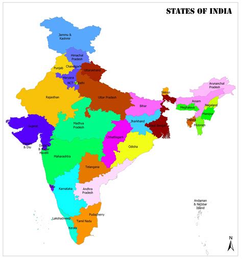 India Political Map Hd