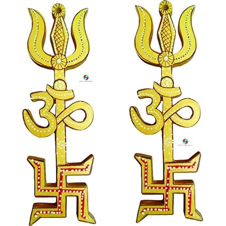 Buy DRAVY HANDICRAFTS Trishakti Swastik Om Trishul Wall Hanging Vastu ...
