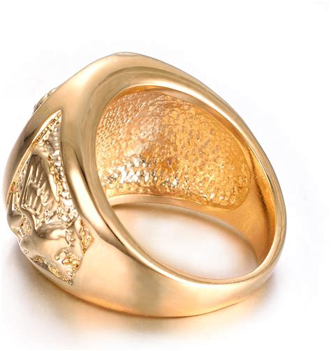 Buy Yoursfs Lion Men Ring Signet Rings For Mens 18K Gold Plated ...