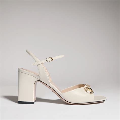 Women's Horsebit sandal in white leather | GUCCI® US
