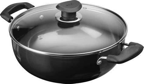 Vinod Cookware Hard Anodized Deep Kadhai With Glass Lid – Black - 1.6 ...