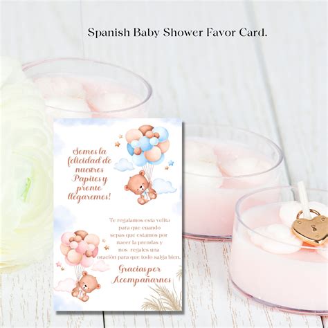 Spanish Baby Shower Card Spanish Favor Cards Candle Favors - Etsy