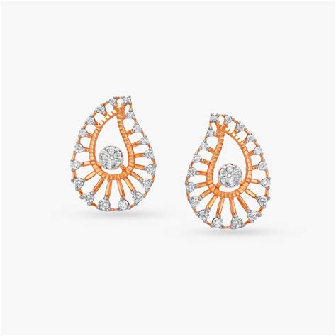 Elegant Paisley Diamond Stud Earrings
